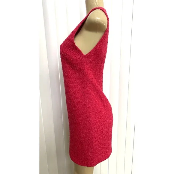 Alice + Olivia Clyde Pink Tweed Boucle Sheath Sleeveless Dress Back Zip Mini 4 S - Picture 8 of 10